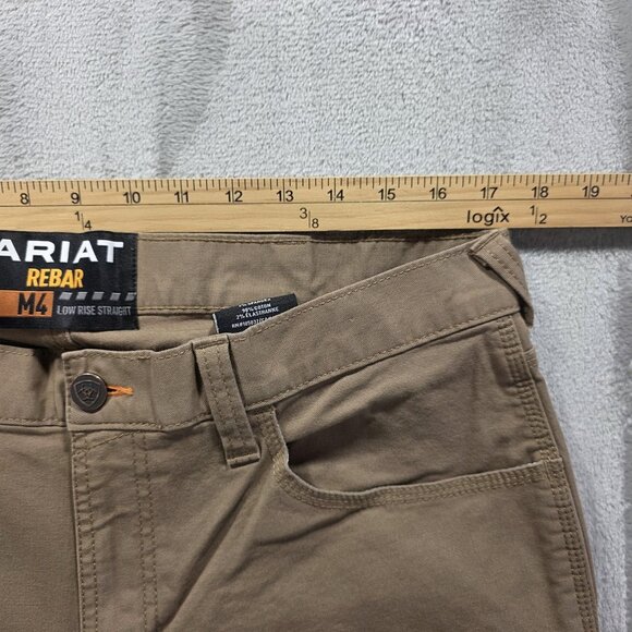Ariat Rebar M4 Pants Mens 35x32 Khaki Low Rise Straight Work Carpenter Stretch - Picture 8 of 11